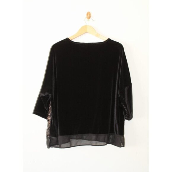 CHICOS Animal Print Velvet Burnout Women's Top Size 3/L Pull over Dark Goth - Picture 4 of 7
